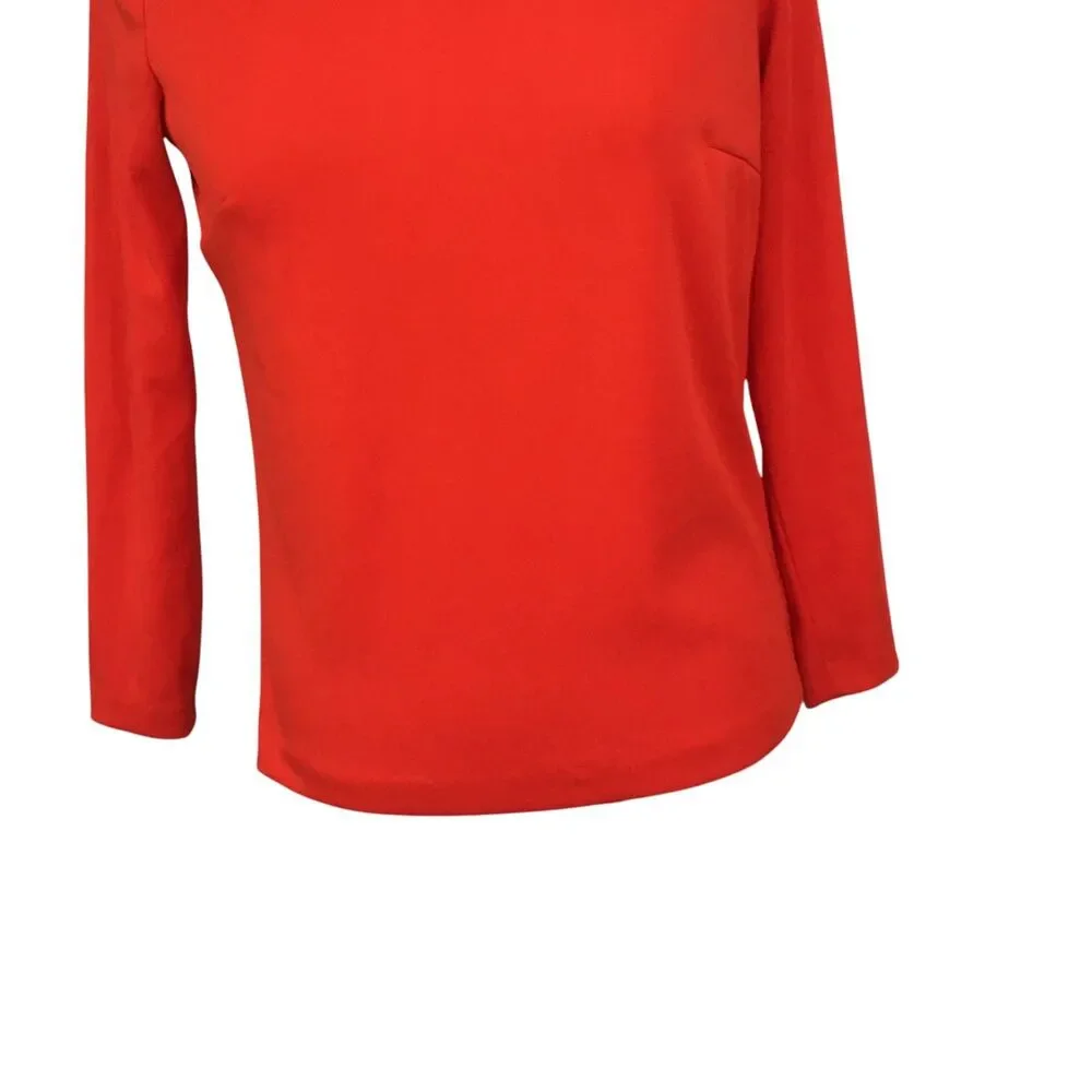 Vintage Red Double Knit Cowl Neck Long Sleeve Shirt Top Turtleneck sz 8, 38 bust
